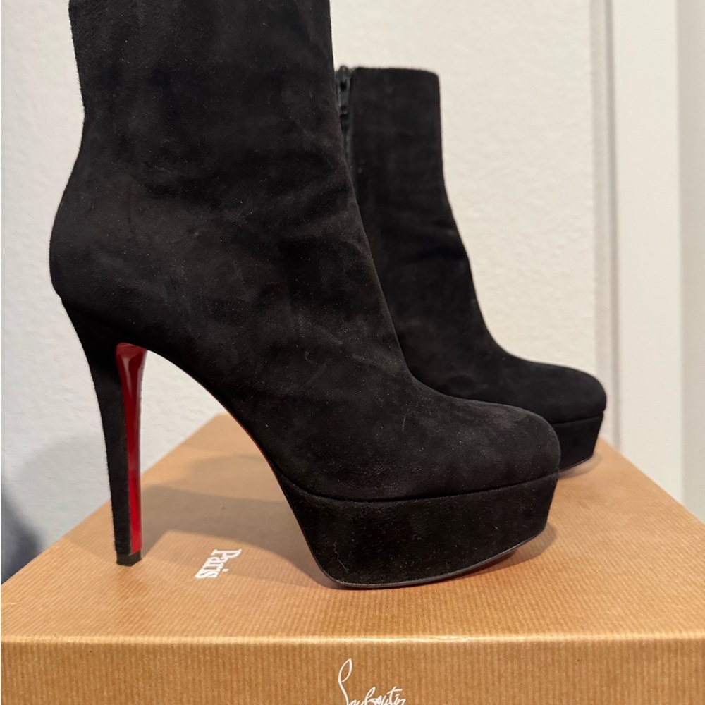 Christian Louboutin Bianca Booty Black Suede 120 mm Size 6